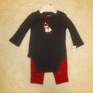 NWT Carters black and red two piece Christmas outfit, 6 months